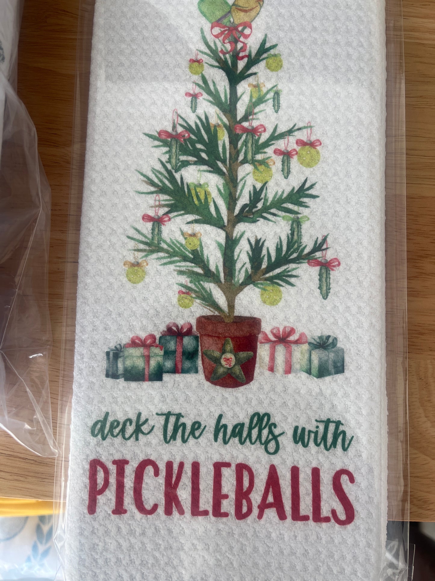 Deck the halls with pickleballs towel