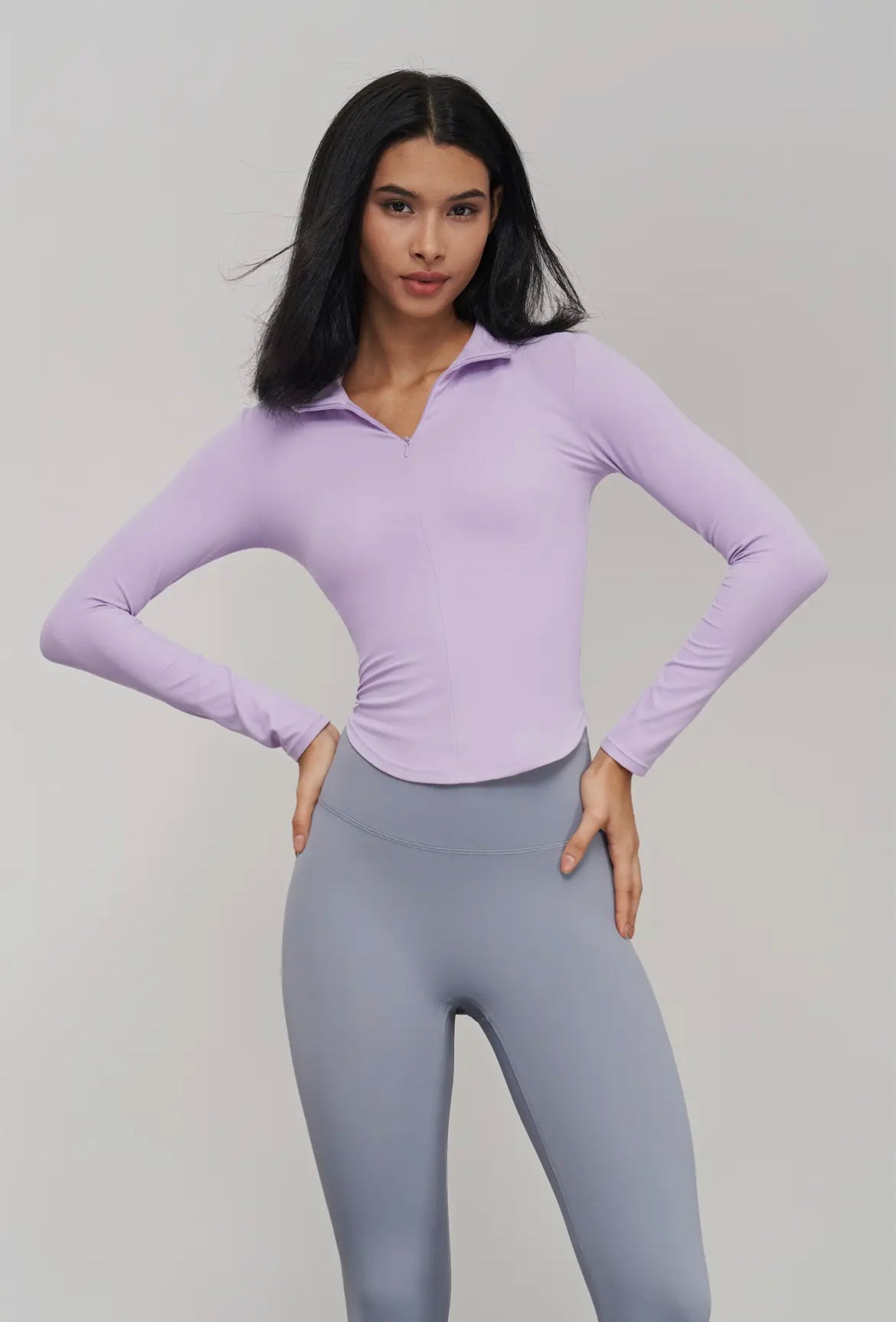 91thelabel Yara Long Sleeve Zipper Polo Active Top