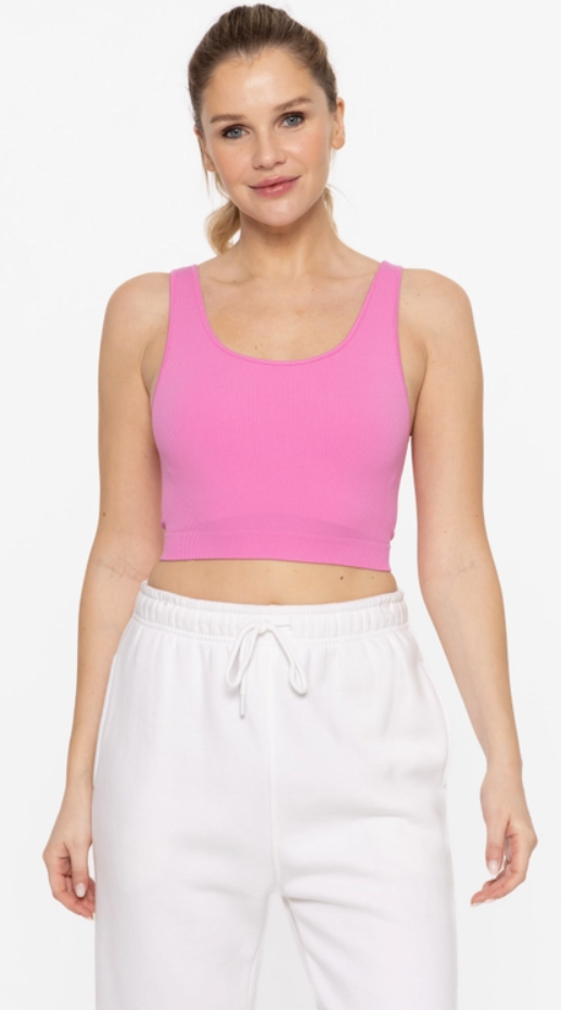 Mono B Cropped Seamless Ribbed Tank Top